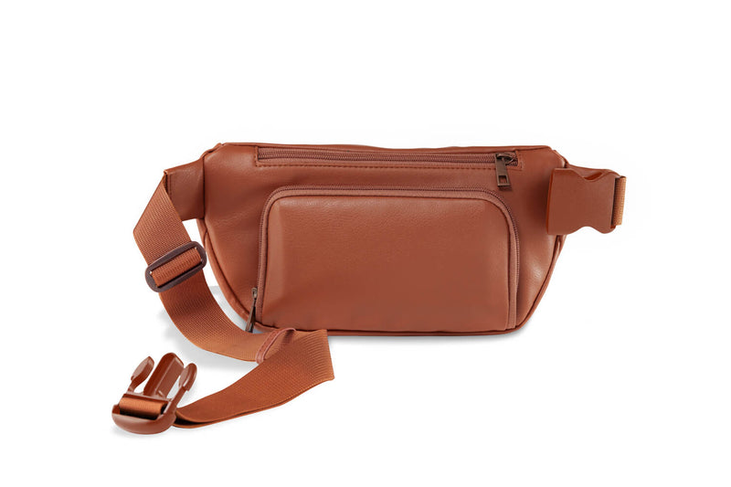 Kibou Vegan Leather Fanny Pack Diaper Bag | Brown
