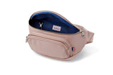 Our vegan leather diaper bag has 2 extra pouches on the back with easy open zippers for wet wipes and soiled belongings